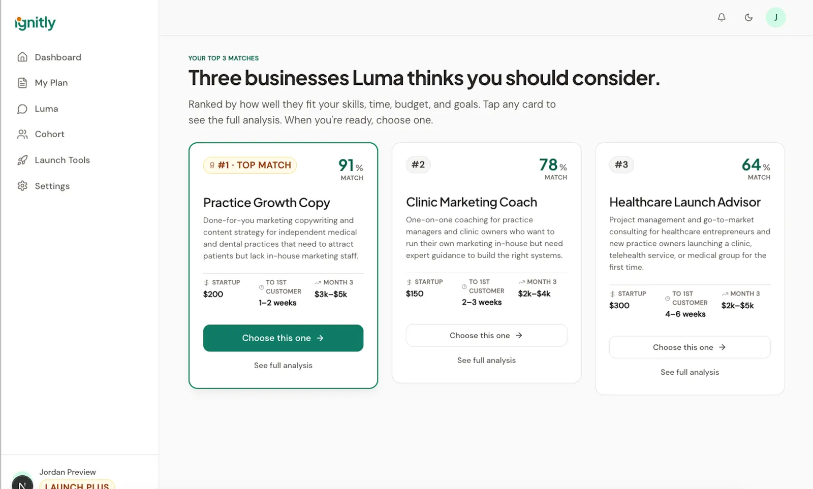 Inside Ignitly: the top three AI-matched business ideas for a founder